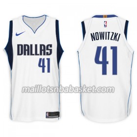 Maillot Homme Dallas Mavericks Dirk Nowitzki 41 Nike 2017-18 Blanc Swingman